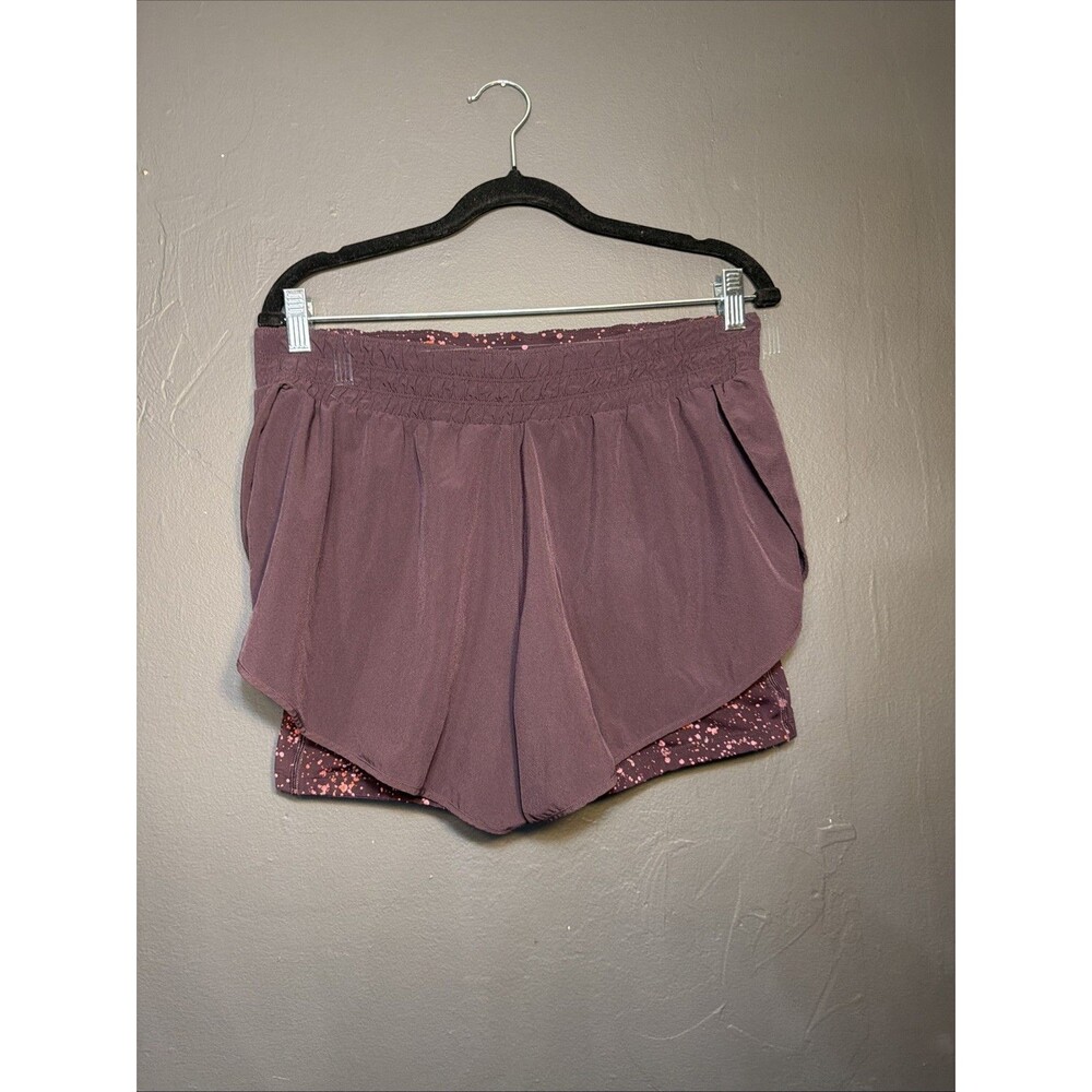 Athleta HIIT It 2-in-1 Shorts Large Purple Athletic Running Workout Lined
